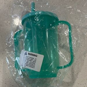 Blue-Green Dual-Handled Sippy Cup with Straw - Unbranded